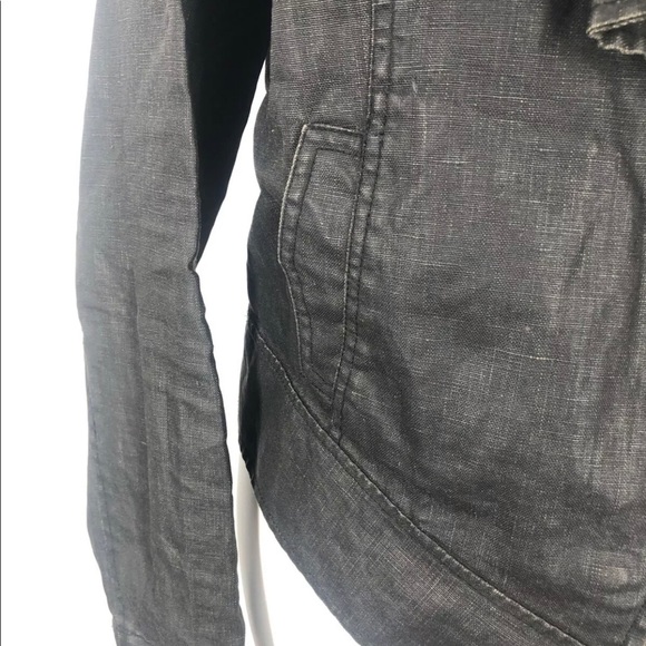 CAbi Black Wax Linen Ruffle Jacket Size Medium - Picture 4 of 7